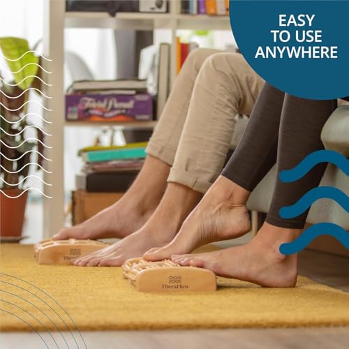 TheraFlow Foot Roller for Plantar Fasciitis Relief and Neuropathy Pain Relief for Feet - Wooden Foot Massager Roller Acupressure Tool with Reflexology Chart - Mom Gifts for Women and Men - size: Large