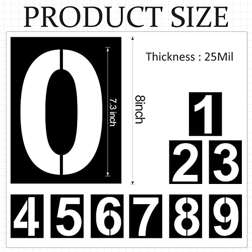 8 Inch Number Stencils Plastic Number Stencils Reusable Digital Painting Templates for Cake Stencil Address Templates - size: 8 Inch