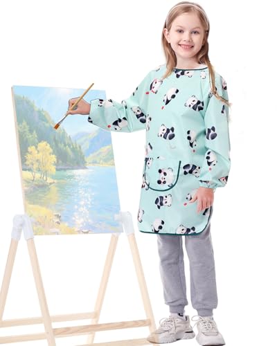 Kids Art Smock for Painting-Waterproof Long Sleeve Smocks for Kids with Full Arm Protection, Adjustable Tie-Back ArtistSmock for Girls & Boys Painting Apron for Arts, Crafts, Cooking-8-14 - color: Panda-monium, size: XXXL for Age 8-14