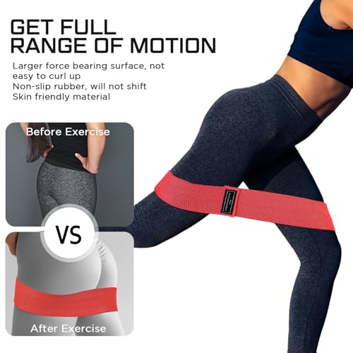 12 Pcs Fabric Resistance Bands for Working Out Non-Slip Booty Exercise Loop Bands for Women Men Glutes Hip Thigh Butt Yoga Pilates Fitness Gym, Light Medium Heavy - color: Red, style: Heavy Resistance