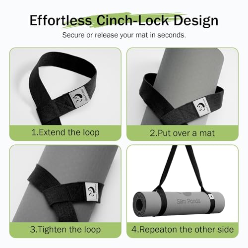 Slim Panda Yoga Mat Straps for Carrying, Adjustable Yoga Mat Carrier Sling Fits All Mats(Mat Not Included) - color: Dark Gray, size: 72 inches