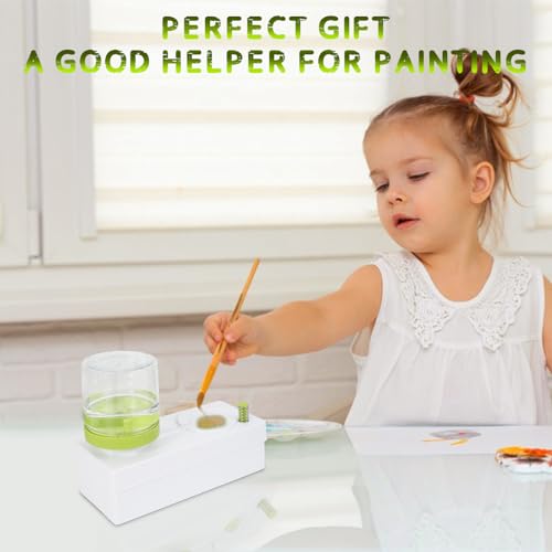 Upgraded All in 1 Paint Brush Cleaner Tool Paint Brush Rinser Paint Water Dispenser Painting Station for Acrylic, Watercolor, Oil Christmas&Birthday Gift for Kids(Give 4 Pen & Pen holder & paint tray) - color: 01 Green
