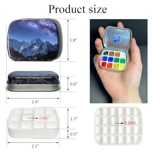 4pcs Travel Paint Palette,12 and 24-Well Empty Mini Watercolor Palette Paint Storage,Portable Travel Artist Outdoor Watercolor Kits