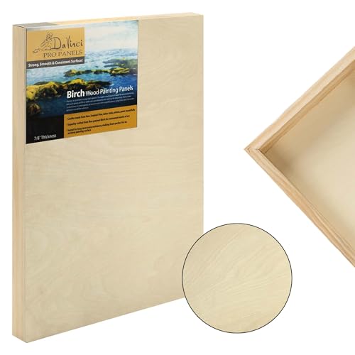 Da Vinci Pro Birch Wood Panel 7/8" Deep – 9x12 Single Panel - Fine Textured, Warp Resistant, Lightweight & Rigid – Perfect for Mounting Sanded Pastel or Watercolor Paper, Linen or Canvas