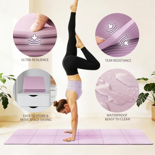 Foldable Yoga Mat Thick Non-Slip Exercise Mat - color: lilac