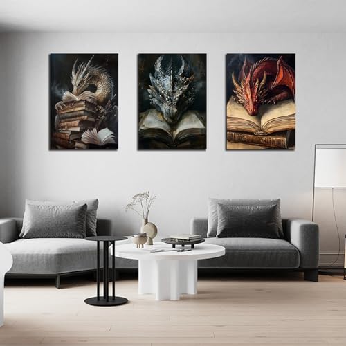 GOUOYANA Dragon Book Square Drill Diamond Painting-3P Diamond Art Wall Art | Diamond Art Square Drill Dragon Book for Beginners DIY Rhinestone 5D Diamond dots(Gemstone Craft)Wall Decor Gift 12x16IN - color: DP03055