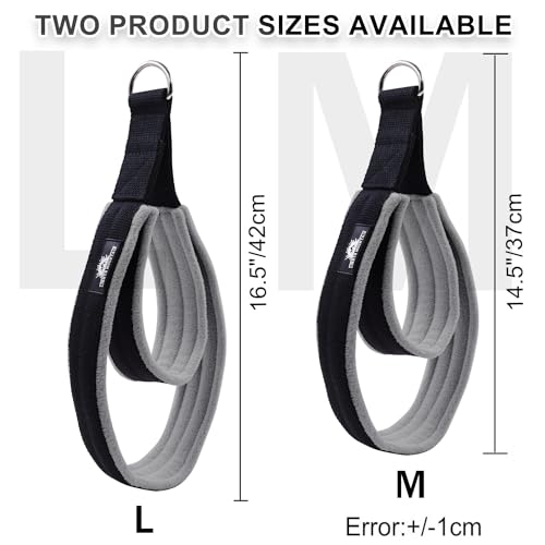 Pilates Double Loop Straps for Reformer, Thickened D-Ring Handle Fitness Straps, 2 Lengths Multicolor Yoga Accessories for Home Workout - color: black grey, size: size M