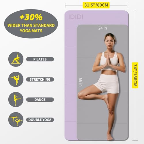 Foldable Yoga Mat Extra Large 74"×31.5" - color: Light Purple+Black