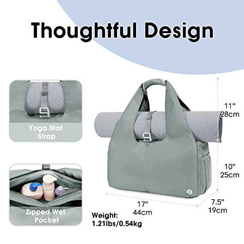sportsnew Grey Yoga Gym Bags for Women with Shoes Compartment and Wet Dry Storage Pockets with 32oz 40oz Water Bottle Carrier Bag Insulated Water Bottle Pouch Holder with Adjustable Shoulder Strap Bla