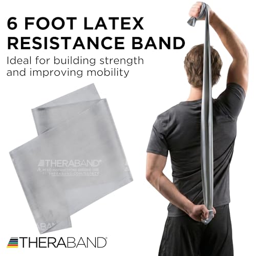 THERABAND Resistance Band, Exercise Workout, Physical Therapy, Silver, 6 Ft - color: Silver - Super Heavy, size: 1 Count