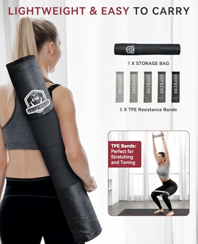HAPBEAR Large Yoga Mat - 72"x36"x6mm (1/4 inch), Extra Wide Non-Slip Exercise Mat for Home Workout, Yoga, Pilates & Stretching, Durable, Includes Carry Bag - color: Black/Gray