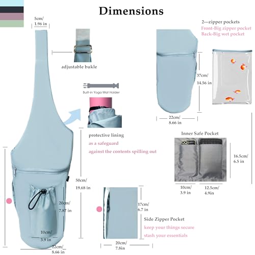 Yoga Mat Bag, with Protective Layer& Water Bottle Pocket and Big Wet Pocket & Yoga strap & Large Capacity,Stylish & Functional Fitness Mat And Essential items for Women & Men - color: pink