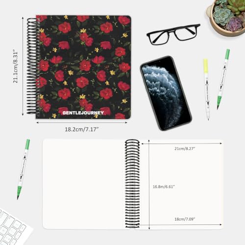 Hardcover Sketchbook,7.2"x8.3"Spiral Bound Drawing Pad, Noir Scarlet Flower | 150gsm(92lb)Acid-Free Thick Paper,Blank Art Journal for Adults,Artists&Beginners,Ideal for Sketching,Doodling and Mixed Media - color: noir scarlet flower