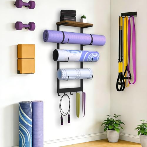 Home Gym Storage Rack for Yoga Mat Holder Wall Mount