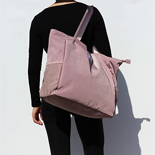 ESVAN Yoga Mat Bag Yoga Tote Carrier Shoulder Bag Carryall Tote for Office,Yoga,Pilates,Travel,Beach and Gym - color: B Pinkish Purple