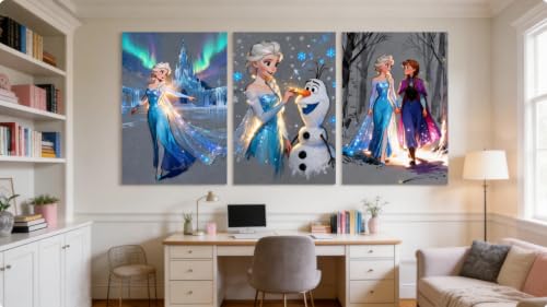 3 Pack Glowing Diamond Art Kits for Adults, Disiney Glowing Princess Diamond Painting Kit for Adults and Kids, Full Round Drill Diamond Art Paintings Diamond Dot Gem Art Home Wall Decor (Multicolor 9) - color: Multicolor 9