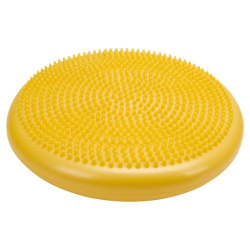 CanDo Inflatable Balance Disc for Balance Training, Proprioception, Strengthening Lower Extremities, Posture, Back Pain, Stress Relief, Restlessness and Anxiety. Yellow, 14” Diameter - color: Yellow, size: 13.8" diameter