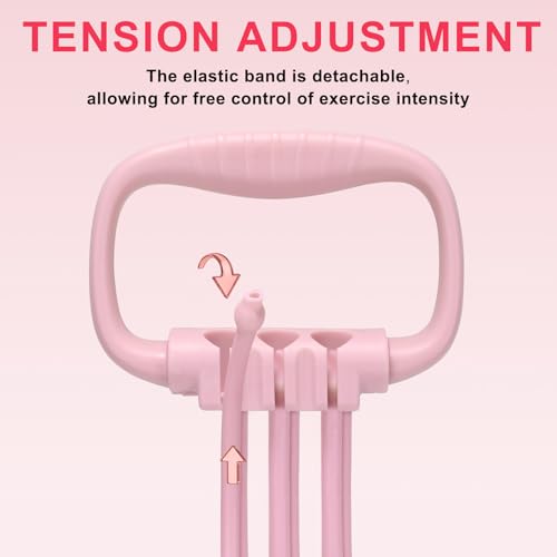 Figure 8 Resistance Band for Women 15-90LBS, Adjustable Resistance Bands with Handles for Arm Back Exercise, 6 Fitness Elastic Rope, Stretch Bands for Yoga, Pilates, Strength Training - color: pink