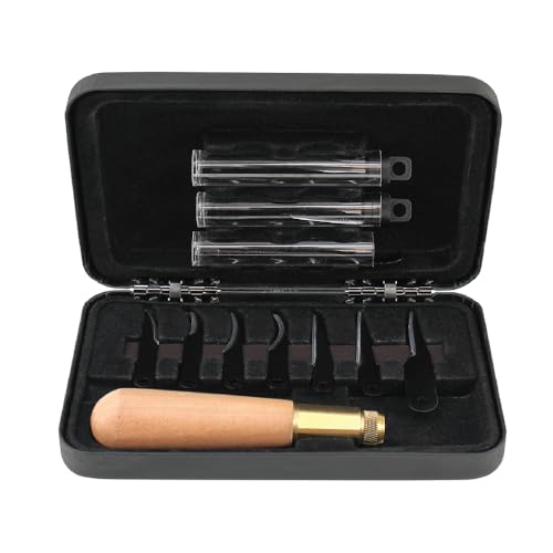 Uncle Henry 22UH Deluxe Wood Carving Kit with 10 Interchangeable High Carbon S.S. Blades, Secure 3-Way Brass Attachment System, Detail Knife Tool for Wood Carving, Marking, Whittling, and Woodworking