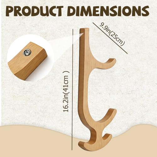 Wooden Yoga Mat Holder Wall Mount, Wooden Yoga Mat Storage Rack, Solid Wooden Yoga Mat Holder, Yoga Mat Holders with hooks Space Saving Yoga Mat Holders for Mats,Resistance Bands,Jump Ropes,Home Fitness Storage