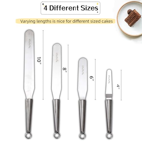 Cake Frosting Spatula Set, 4 6 8 10 Inch Straght Icing Spreader Knife For Baking, Decorating Cakes - size: Stainless steel icing spatula 4, 6, 8, 10 inch
