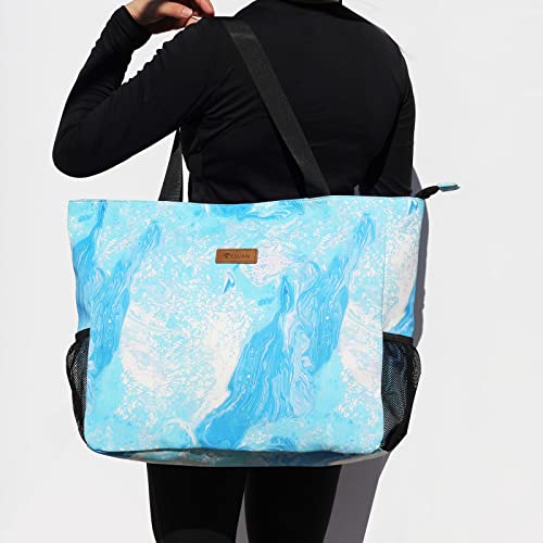 ESVAN LARGE BEACH BAG Water Resistant Lightweight 20 inch Women Oversize Tote Bag for Gym Beach Travel Pool Yoga Nurse - color: U