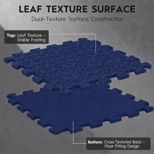 18 Pcs EVA Foam Floor Tiles, Puzzle Exercise Mat Set for Gym | Cover 18 sqft with 12.6" x 12.6" x 0.4" interlocking tiles for home gyms, garages and workout equipment - color: Deep Ocean Blue