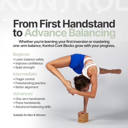 Cork Handstand Blocks 2 Pack, Non Slip Gymnastics & Handstand Blocks