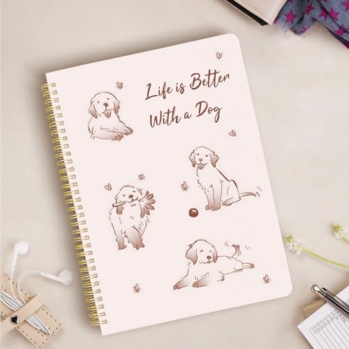 Cute Spiral Notebook journal A4 Aesthetic Pretty Design for Women Girls Kawaii with Pocket, 8.5 x 11 inch, Lined, Better Dog - color: Better Dog, style: Lined