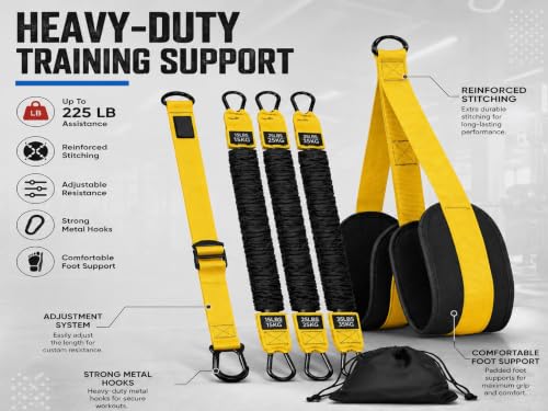 Pull Up Assistance Bands 75Ibs, Heavy Resistance Bands for Pull Ups with Adjustable Foot Rest, Exercise Bands for Strength Training, Workout Bands for Home Gym Fitness Equipment. (Yellow)
