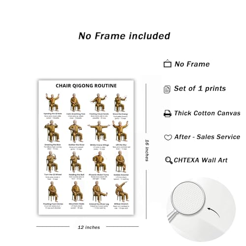 Chair Qigong Routine Poster for Seniors, Unframed Exercise Chart, 12x16
