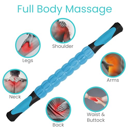 Vive Massage Stick Roller for Muscle, Back, Legs - Deep Tissue Body Fascia | Massager for Hamstring, Calf, Neck Pain, Trigger Point, Exercise -Rolling Relief Tool for Physical Therapy, Recovery