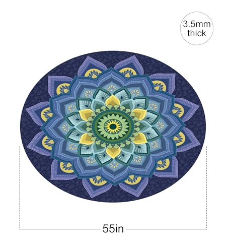 nuveti Large Meditation Mat Non Slip Round Yoga Mat Natural Rubber with Sueded Surface Exercise Mat Perfect for Meditating, Stretching, Yoga(140CM X 3.5MM Thick) - color: ZiQiDongLai