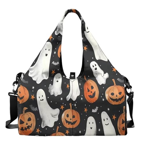 Yoga Mat Bag for Men Women Canvas Yoga Mat Carrier Take In Out Mat Easily for Beach Swim Bags Pool Sports Gym - color: Halloween Pumpkin