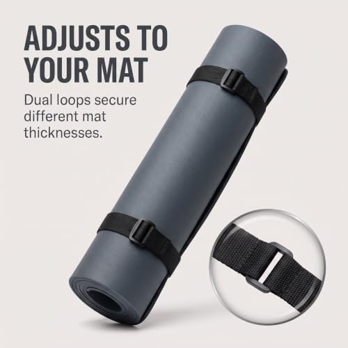 Black Durable Yoga Mat Harness Strap Sling, Yoga Carrying Adjustable Thick Straps Sling for Carrying Large Mats, Stretching Band (Just Strap, Not Mats)