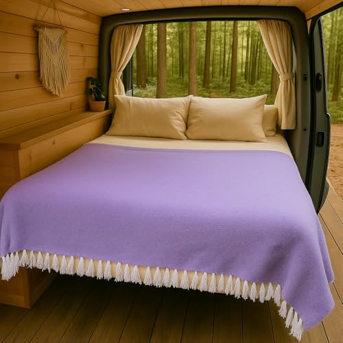 Open Road Goods Solid Color Mexican Yoga Blanket – Large Handwoven Throw for Yoga, Beach, Camping or Home – Soft and Durable Cotton Blend - color: Violet Blanket