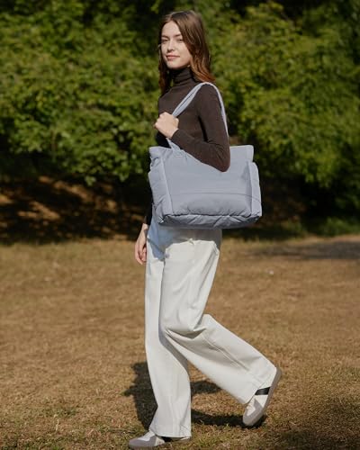 BAGSMART Puffy Tote Bag for Women, Lightweight Work Tote Handbag - color: Dark Grey, size: Standard
