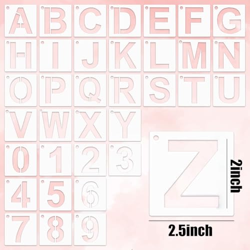 2 Pack 72 Pcs Plastic Letter Number Stencils Set, for Sign Making | Easy to Clean, PET Material, Brushes, Watercolor Pens, Markers, Spray Guns, Easy to Use, long-lasting, Interlocked Design