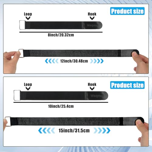 10Pack Elastic Cinch Straps 1" x 8" Heavy Duty Fastening Hook and Loop Nylon Straps Reusable Adjustable Cable Straps for Cords & Cable Management, Home, Garage, Travel - size: 1''×8''