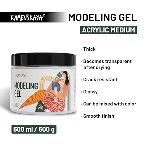 KAMENSKAYA Gel Medium for Acrylic Paint - 16.9 fl oz (500 ml) - color: Transparent Gel, size: 16.9 Fl Oz (Pack of 1)