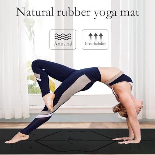 PULANTIYU Essentials Yoga Mat Fitness & Exercise Mat with Easy-Cinch Yoga Mat Carrier Strap and Yoga Bag, Non Slip Exercise Mat for Home Yoga, Pilates, Stretching, Floor & Fitness Workouts, Men and Women,72" x 24" x 2/5",Gray Black