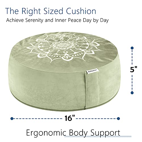 Hihealer Meditation Cushion, Traditional Tibetan Velvet Meditation Pillow - color: Serenity Navy & Green