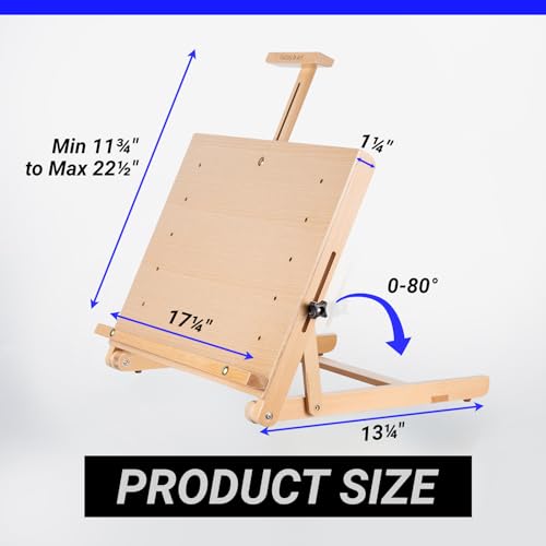 Falling in Art Adjustable Beechwood Tabletop Easel, Holds up to 22.5'' | Wooden Desktop Drawing Board Easel for Artists and Beginners, Suitable for Painting and Displaying Artwork