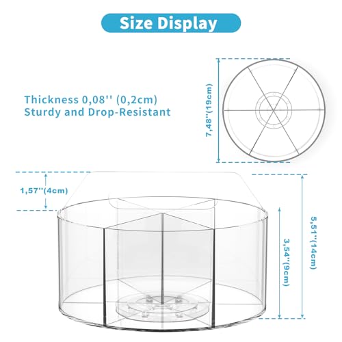 Rotating Markers Organizer for Kids, Acrylic Lazy Susan Organizers for Desks, 360 Degree Spinning Pencil Holders Pen Holders, Clear Arts and Crafts Organizer Storage, Art Supply Storage 6 Compartments - size: Large x1