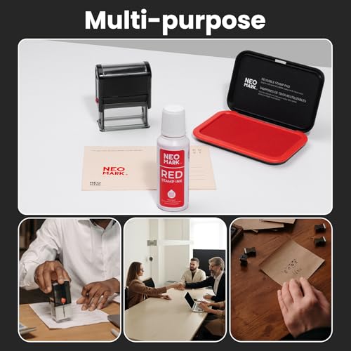 Premium Stamp Ink, Quick-Drying & AP-Certified Non-Toxic Refill Ink for Self-Inking Stamps, Date Stamps and Stamp Pads (Red, 2oz) (Pack of 2) - color: Red, size: 2 fl oz (Pack of 2)