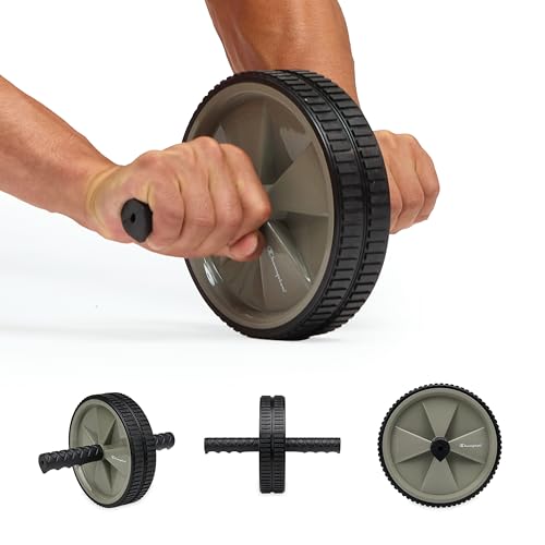Champion Ab Roller Wheel, Dual Non-Skid Wheels (Grey/Black) | EVA Foam | Lightweight | Balance, Alignment & Flexibility
