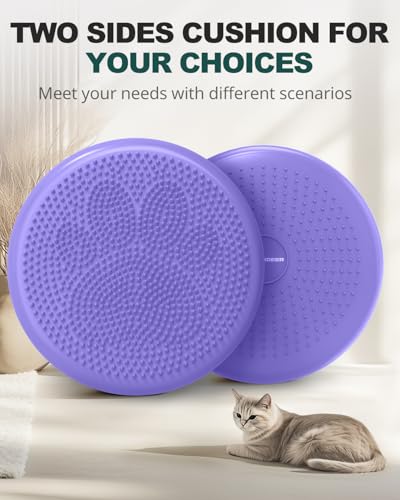 Trideer Wobble Cushion Core Balance Disc, Flexible Seating for Classroom Elementary, Wiggle Seat for Sensory Kids, Balance Pad with Inflation Pump - color: 34CM Light Purple