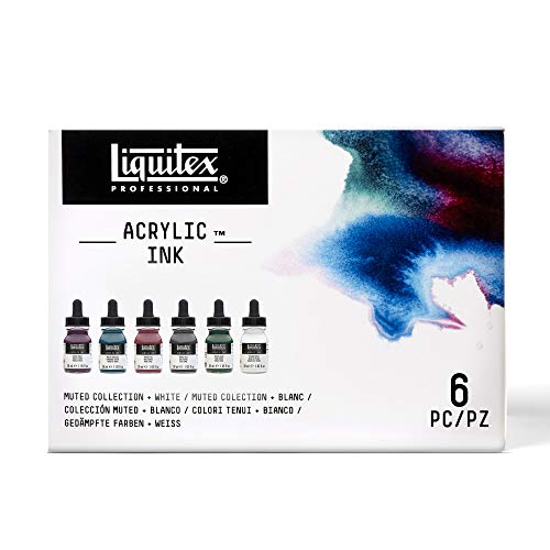 Liquitex Professional Acrylic Ink, 1-oz, Muted Collection, Set of 6 | Ultra Fluid Acrylic, Highly Pigmented, Dye-Free, Non-Fading, Satin Finish, Permanent When Dry, Lightfast - color: Muted Collection