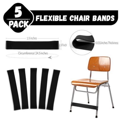 5 Pack Chair Bands for Kids with Fidgety Feet, ADHD Tools for Kids, Improve Focus & Reduce Restlessness, Chair Bands for Sensory ADHD ADD Autism - Classroom & Home Must Haves (Black) - color: Black, size: 5 Pack