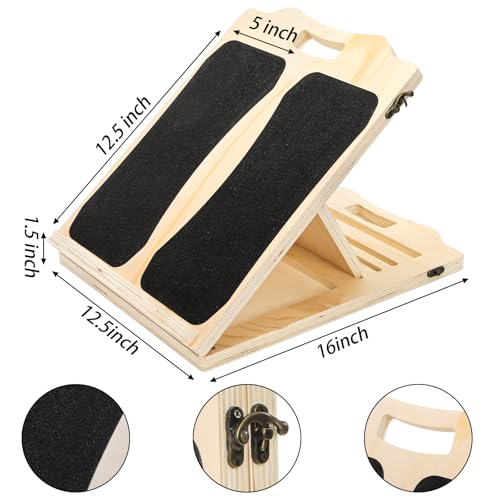 Yarlung Wooden Slant Board for Calf Stretching, Portable Squat Incline Board for Knees Ankle Leg Heel, Adjustable 5 Angles Calf Stretch Wedge for Exercise, Physical Therapy - size: 16"L x 12.5"W x 1.5"H